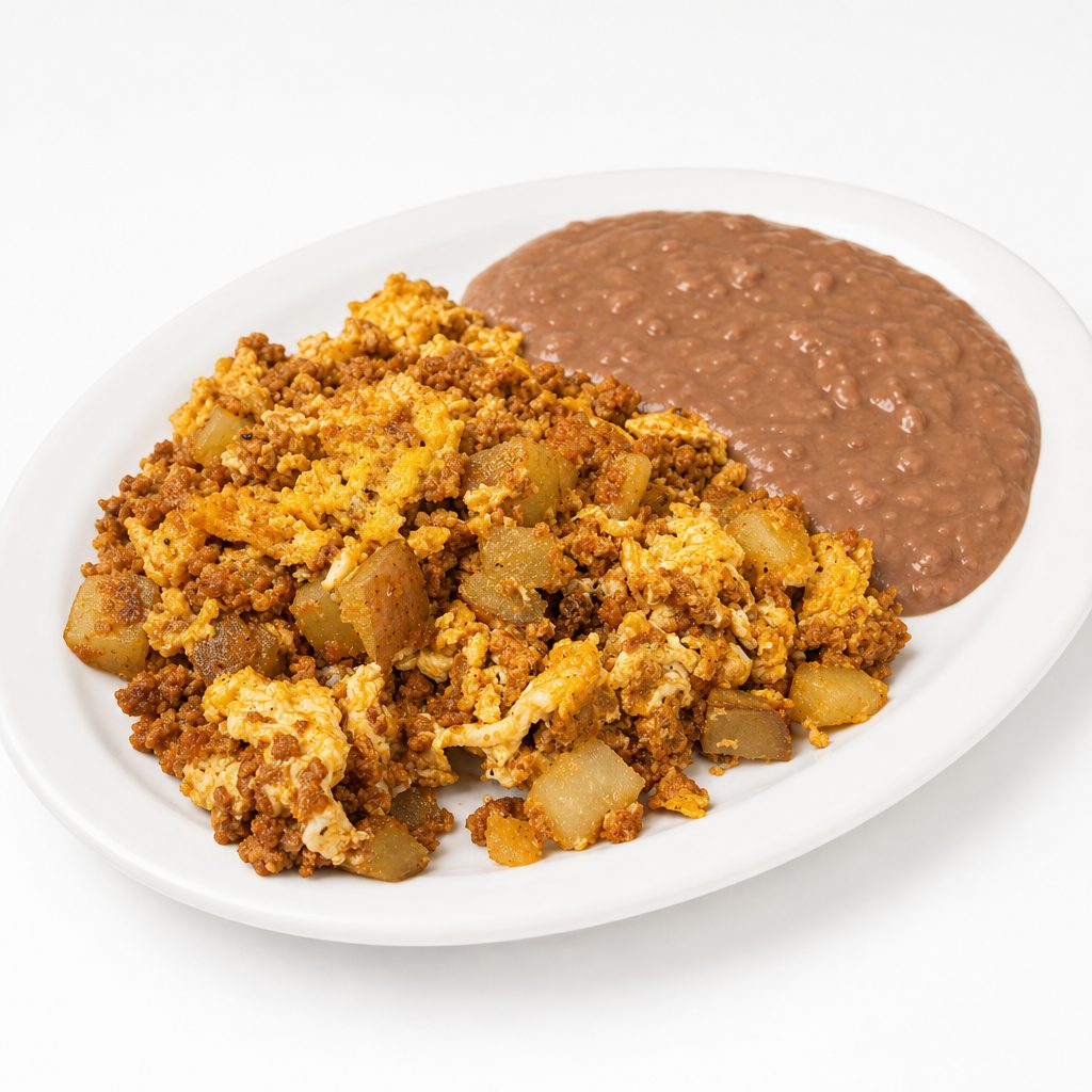 Chorizo With Potatoes And Eggs.
